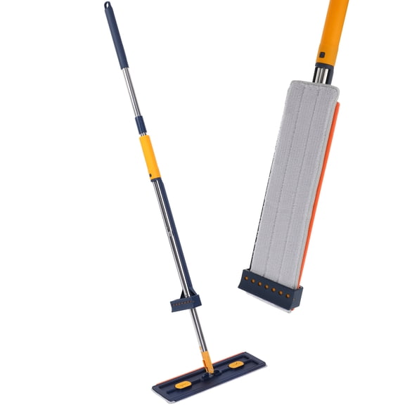 Multi Functional Flat Mop with 369 Degree Rotate and Water Scraper Dark Blue for Home Floors