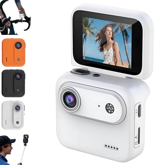 Multi-Functional Flip Screen Action Camera – 4K 360° Panoramic with Image Stabilization, 800mAh Battery, Chest Mount for Cycling, Skydiving, Vlogging