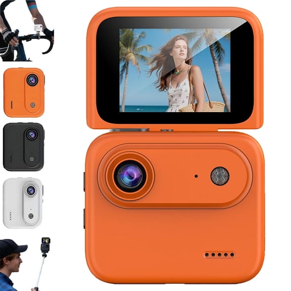 Multi-Functional Flip Screen Action Camera – 4K 360° Panoramic with Image Stabilization, 800mAh Battery, Chest Mount for Cycling, Skydiving, Vlogging