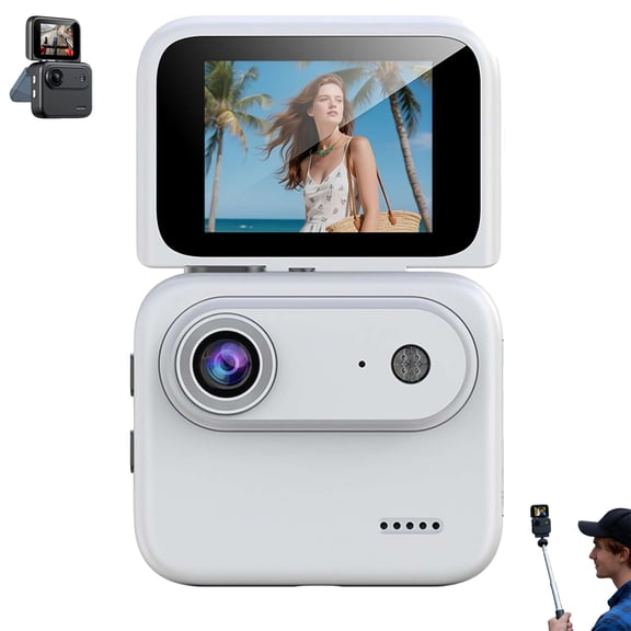 Multi-Functional Flip Screen Action Camera, 4K HD 143 Wide-Angle, 800mAh Battery Type-C Fast Charge, 360 Flip Screen Action Camera for Cycling Outdoor