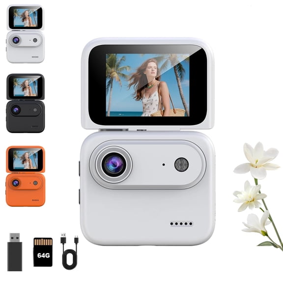 Multi-Functional Flip Screen Action Camera – 4K HD with 143° Wide-Angle, Anti-Shake, 800mAh Battery, Type-C Fast Charging, TF Card Expandable for Vlog, Cycling & Travel