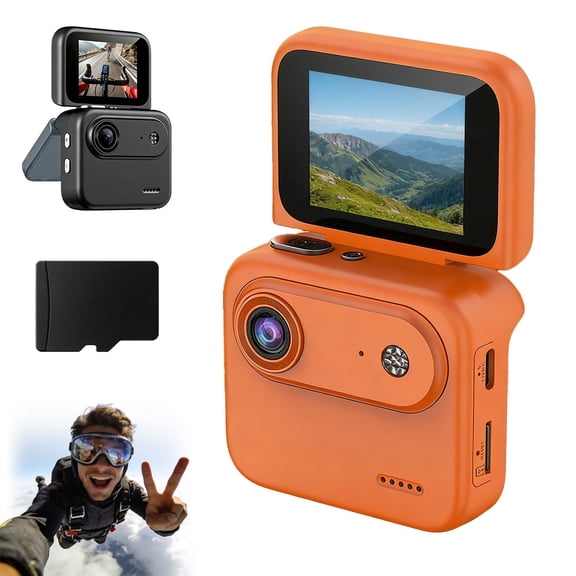 Multi-Functional Flip Screen Action Camera,4K Ultra HD 143° Action Camera with Flip Screen,360° Panoramic Shooting,8000mAh Battery for Cycling, Vlog, Skydiving