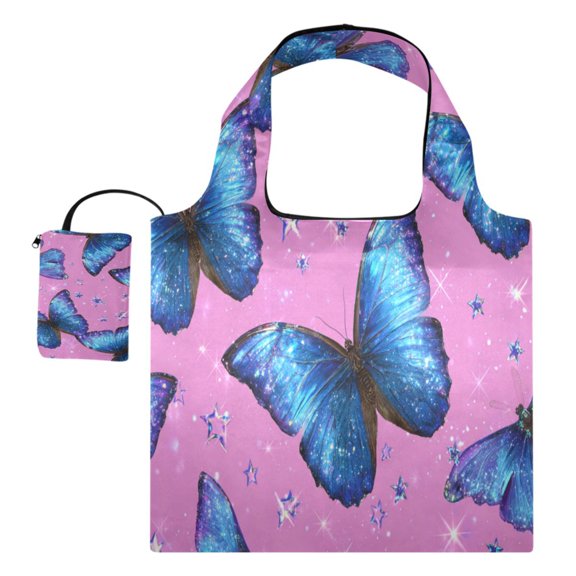 Multi-Functional Foldable Shoulder Handbag | Lightweight And Convenient Ready To Store Fashionable And Durable Suitable For Daily Commuting And Traveling Blue Morpho Butterflies