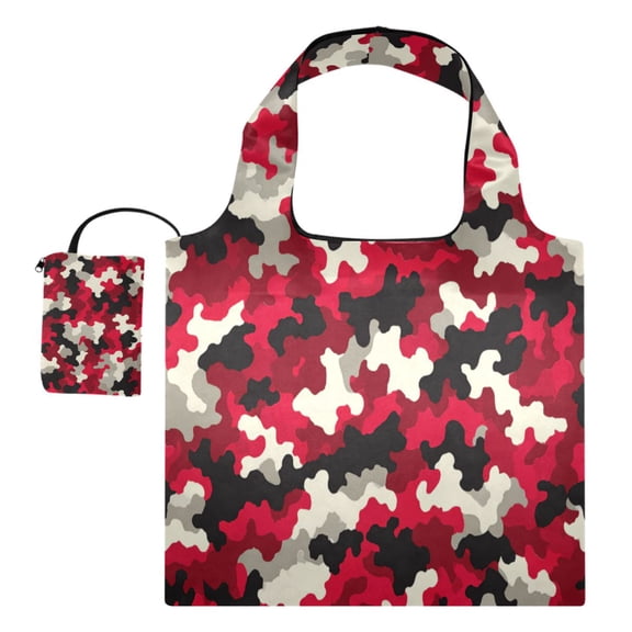 Multi-Functional Foldable Shoulder Handbag | Lightweight And Convenient Ready To Store Fashionable And Durable Suitable For Daily Commuting And Traveling Burgundy Camouflage Pattern