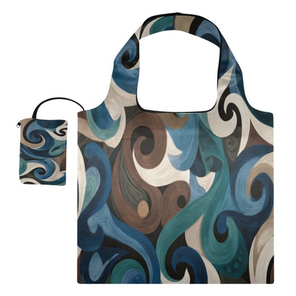 Multi-Functional Foldable Shoulder Handbag | Lightweight And Convenient Ready To Store Fashionable And Durable Suitable For Daily Commuting And Traveling Dark-toned Swirl Pattern