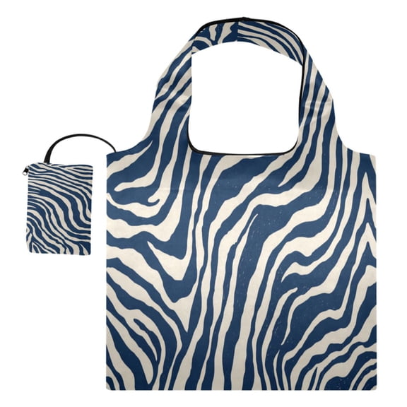 Multi-Functional Foldable Shoulder Handbag | Lightweight And Convenient Ready To Store Fashionable And Durable Suitable For Daily Commuting And Traveling Digital Blue Zebra Stripes