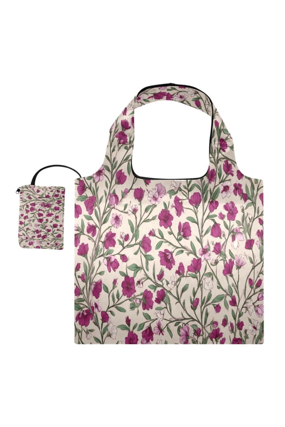 Multi-Functional Foldable Shoulder Handbag | Lightweight And Convenient Ready To Store Fashionable And Durable Suitable For Daily Commuting And Traveling Red-pink Magenta Flowers