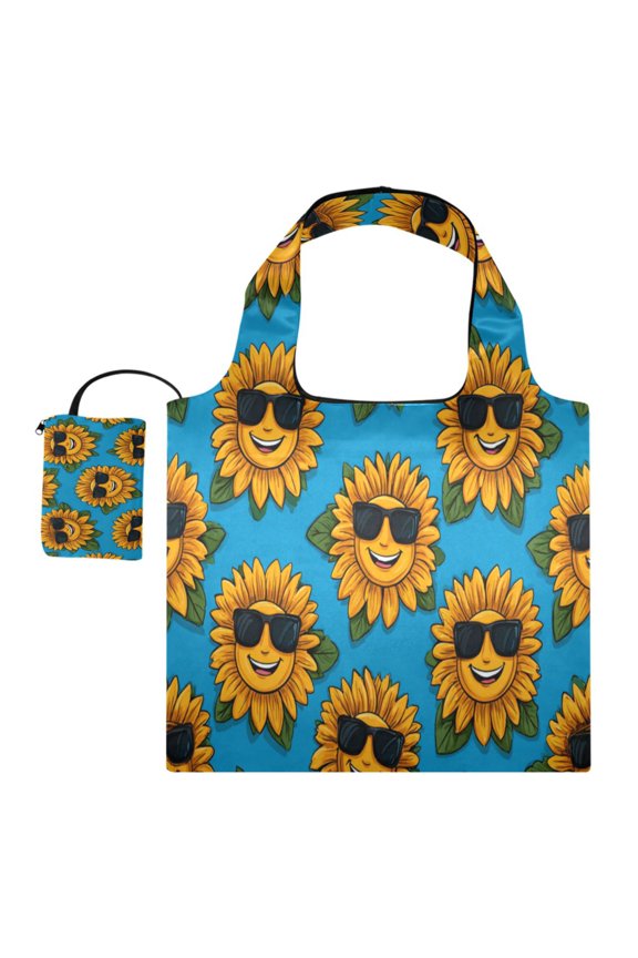Multi-Functional Foldable Shoulder Handbag | Lightweight And Convenient Ready To Store Fashionable And Durable Suitable For Daily Commuting And Traveling Smiley Sunglasses Sunflowers