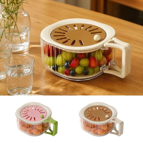 Multi Functional Fruit and Vegetable Washing Draining Basket with Foldable Handle and Matching Lid, Perforated Strainer Container for Kitchen Food Cleaning, Water Filtering and Fresh Produce Storage