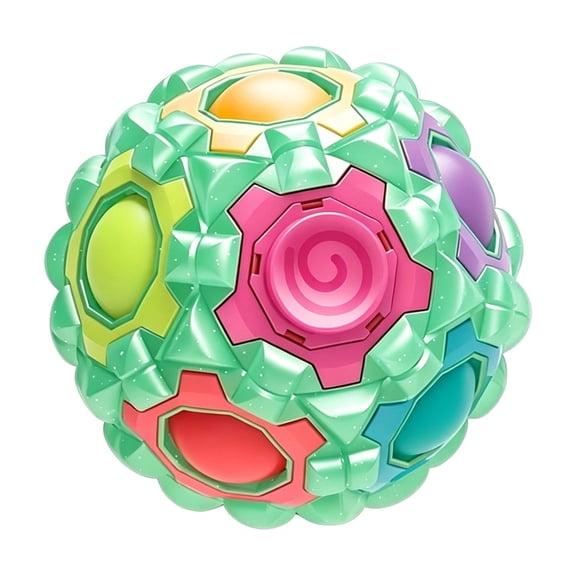 Multi-Functional Gear Puzzle Ball with Rotatable Gears, Bubble Buttons and Spiral Rotary Parts, Portable Handheld Stress Relief Sensory Play Toy for Desktop and Office Use