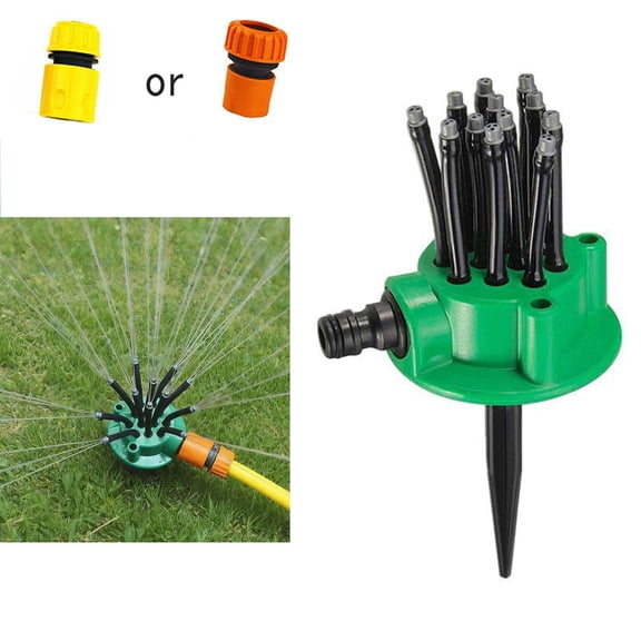 Multi Functional Ground Sprinkler Adjustable Direction Garden Irrigation Spray Nozzle Kit Ground Stake Hose Adapter Lawn Flower Bed Vegetable Garden Even Water Distribution Outdoor Irrigation Tool