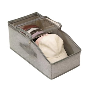 Multi Functional Hat Storage Box with Large Capacity and Foldable Baseball Cap Storage Box Cover