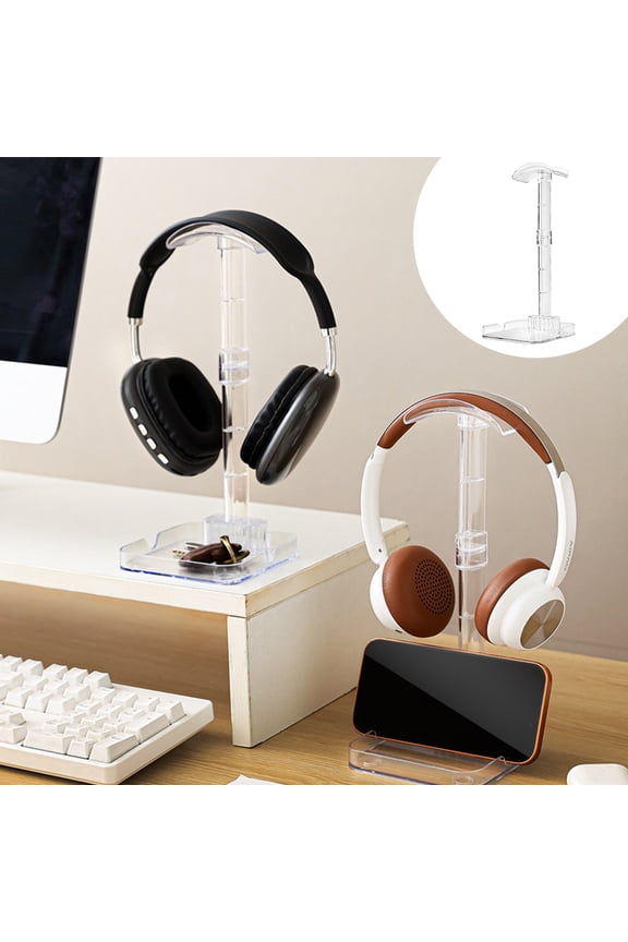 Multi-Functional Headphone Storage Stand Desktop Hanger Acrylic Headset Holder Organizer for Headphones Jewelry Watches and Accessories