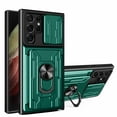 thumbnail image 1 of Multi-Functional Heavy Duty Case for Samsung Galaxy S22 Ultra, Multi-Layers Rugged PC Soft TPU Hybrid Ring Stand Camera Lens Sliding Cover with Card Slot Holders Magnetic Car Mount Case,Green, 1 of 9