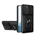 thumbnail image 1 of Multi-Functional Heavy Duty Case for Samsung Galaxy S23, Multi-Layers Rugged PC Soft TPU Hybrid Ring Stand Camera Lens Sliding Cover with Card Slot Holders Magnetic Car Mount Case, Black, 1 of 8