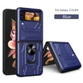 thumbnail image 1 of Multi-Functional Heavy Duty Case for Samsung Galaxy Z Flip 4, Multi-Layers Rugged PC Soft TPU Hybrid Ring Stand Camera Lens Sliding Cover with Card Slot Holders Magnetic Car Mount Case, Blue, 1 of 10