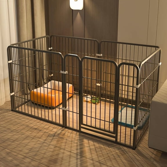 Multi-Functional Indoor Dog Enclosure - Stainless Steel with Resting, Play & Potty Training Areas - Flexible Design for Small/Medium Dogs - Easy Assembly, Ideal Gift for Pet Owners