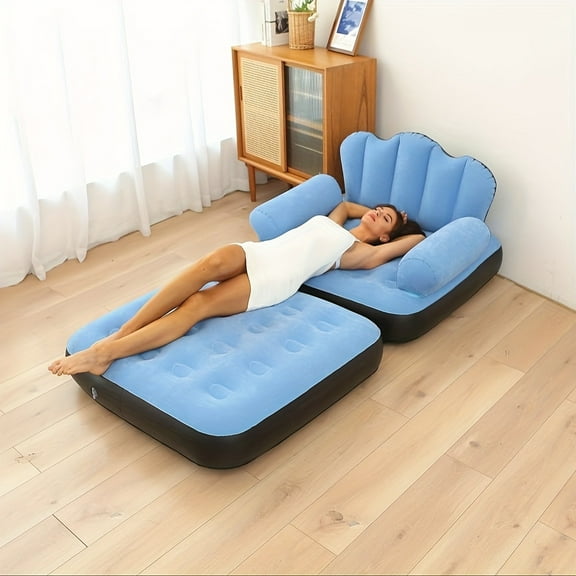 Multi-Functional Inflatable Sofa Bed Heavy-Duty Portable Air Couch for Indoor and Outdoor Use Folding Lounge Bed Ideal for Small Spaces Camping Travel and Emergency Situations