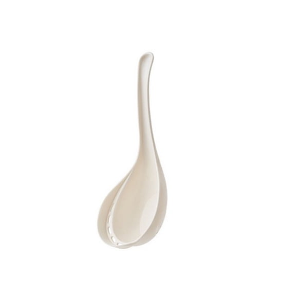 Multi-Functional Kitchen Spoon with Side Drain Holes for Straining Soup, Pasta, and Vegetables in White