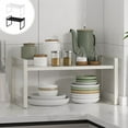 thumbnail image 1 of Multi-Functional Kitchen Storage Rack | Metal Countertop Organizer | Stackable Cabinet Shelf | Sturdy Alloy | Double-Layer Coating | 12.2"x8.3"x7" | Black or White | 1-Pack, 1 of 6