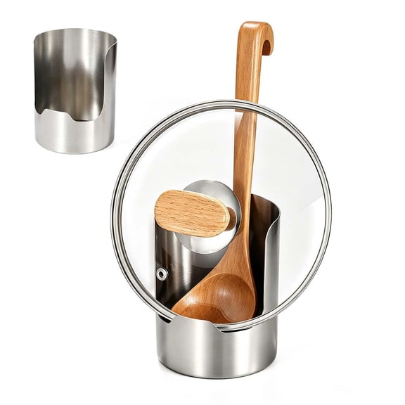 Multi-Functional Kitchen Utensil Holder, Stainless Steel Vertical Stand for Spoon Rest, Pot Lid Storage, Home Kitchen Counter & Stove Top Organizer