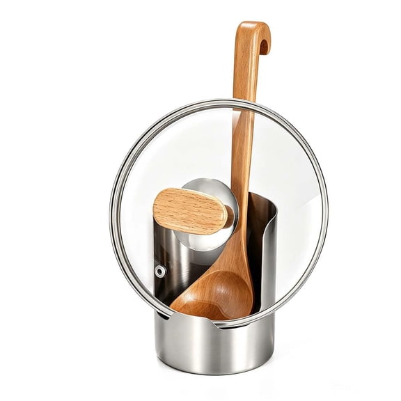 Multi-Functional Kitchen Utensil Holder, Stainless Steel Vertical Stand for Spoon Rest, Pot Lid Storage, Home Kitchen Counter & Stove Top Organizer