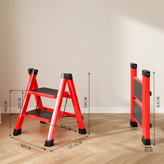 Multi-Functional L-Shaped Foldable Telescopic 2-Step Ladder Lightweight Retractable Climbing Stool For Household Use, Portable Folding Ladder With Non-Slip Steps, Compact
