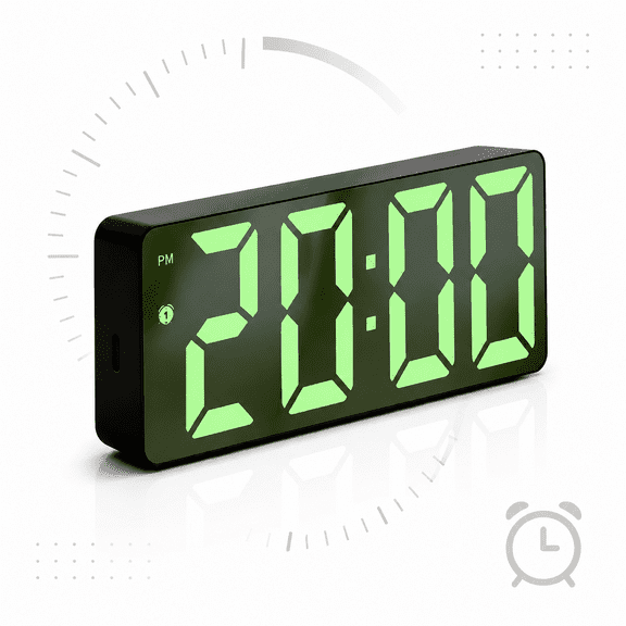 Digital Alarm Clock, Large LED Display for Bedroom Bedside, Desk Clock
