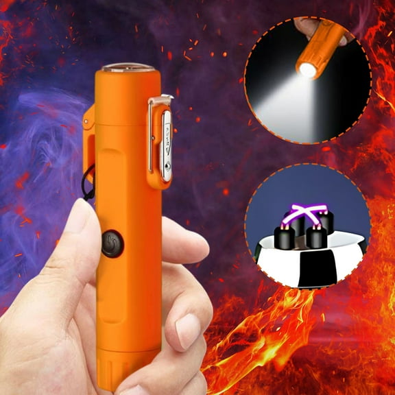 Multi-Functional LED Flashlight Magnetic Suction Waterproof Bright 500lm Rechargeable with 3000mAh Battery for Camping Emergency Outdoor High Power Portable Tactical Handheld Lighter