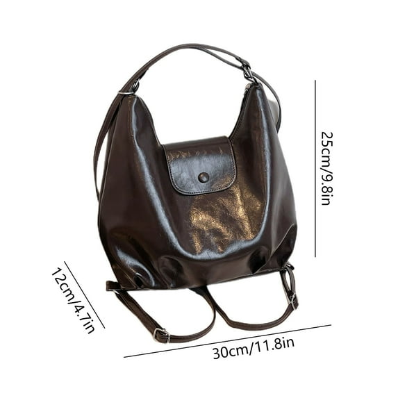 Multi-Functional Large Capacity Genuine Leather Women's Shoulder Bag Crossbody Backpack Retro Commuting Work Travel Daypack Purse Handbag (2 Colors 0.52lb)