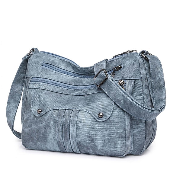 Multi Functional Large Capacity Shoulder Bag,Vintage Washed Leather Mom Bag,Adjustable Comfort Strap,Multi Pocket Storage Organizer,Durable Hardware Zipper,Daily Travel Work Shopping Bag