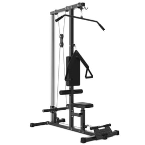Multi-Functional Lat Pulldown & Seated Row Cable Machine - Home Gym Fitness - Dual Pulley System, 20 Height Levels, 400LB Capacity - Full Black