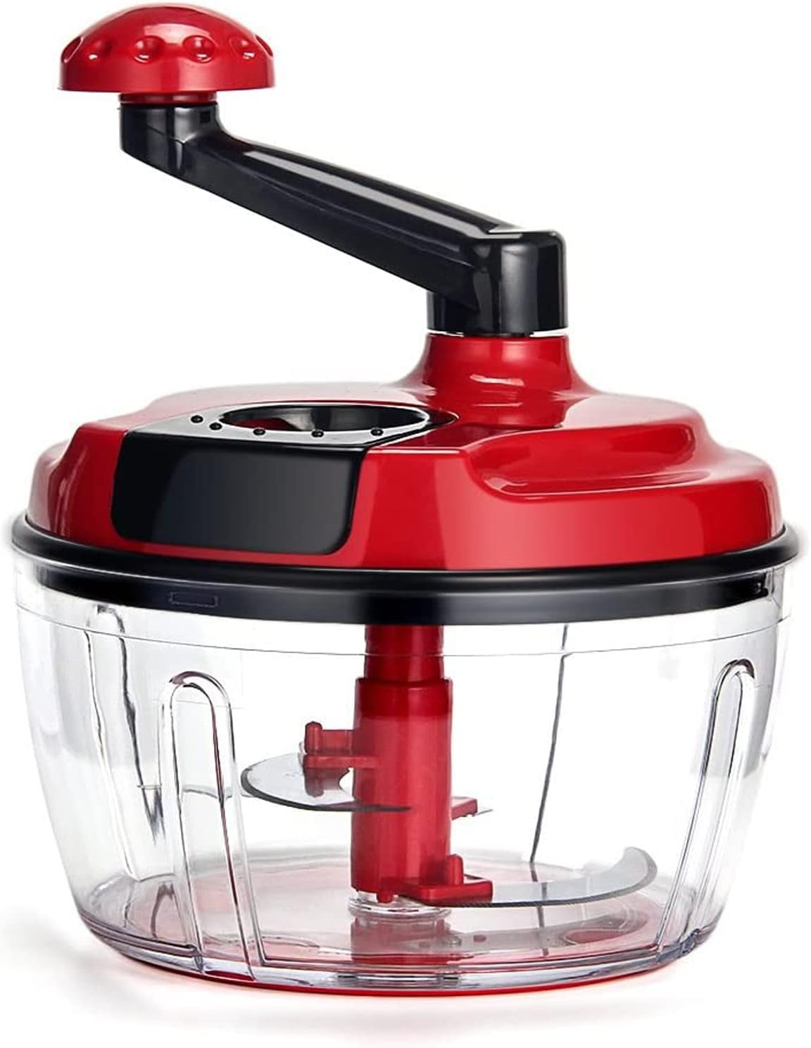 Manual Food Processor,8 Cup Hand Powered Crank Chopper,Mincer Blender with Clear Container,for Vegetables Meat Fruits Onions