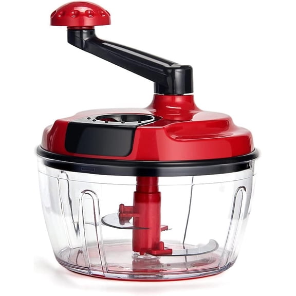 Multi-Functional Manual Food Processor,8 Cup Hand-powered Crank Chopper,Mincer Blender with Clear Container,for Vegetables Meat Fruits Nuts Herbs Onions