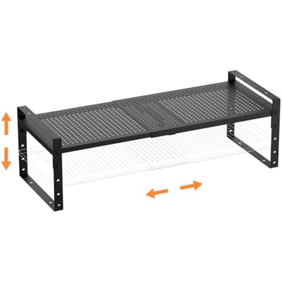 Multi-Functional Metal Shoe Rack,Expandable Adjustable Stackable Kitchen Organizer,Metal Shelf risers for cabinets, Kitchens,Closet and Bathroom(1Pack/Black/Large)