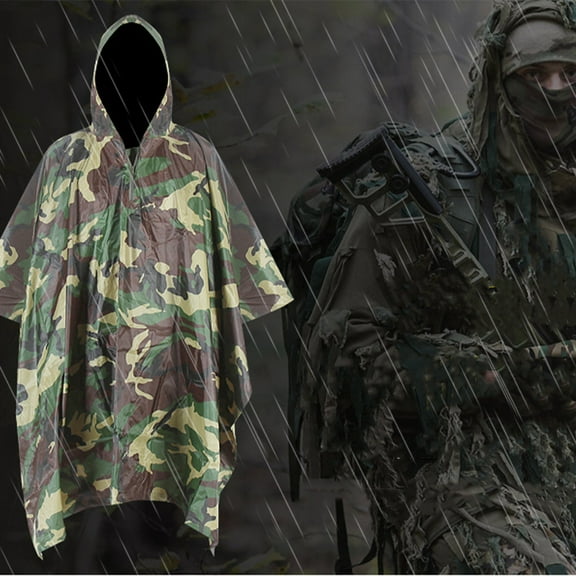 Multi-Functional PVC Rain Cape, Waterproof Backpack Convertible to Tarp, Lightweight Foldable for Camping Hiking Cycling Outdoor Adventures