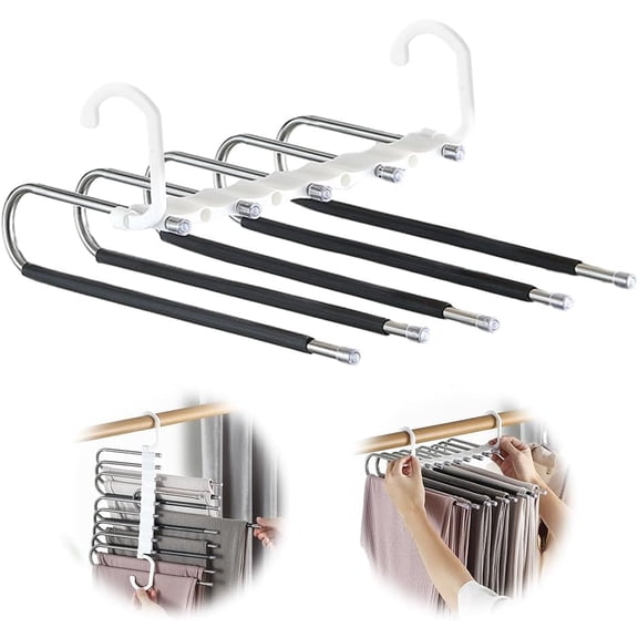 Multi-Functional Pants Rack, Closet Multiple Layers Multifunctional Uses Rack Organizer for Trousers Scarves Slack (Black)
