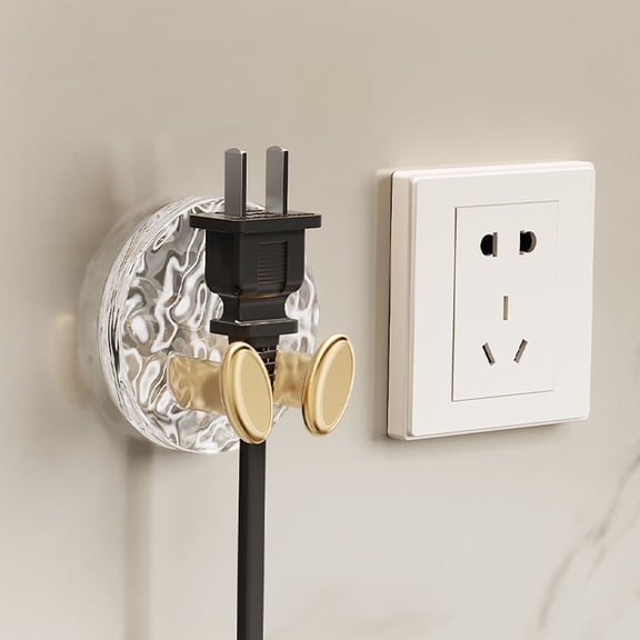 Multi Functional Plug Organizer with Strong Adhesive Backing and No Drill Installation for Wall Socket Management in Home Office Kitchen and Bathroom Space Saving Cord Hook