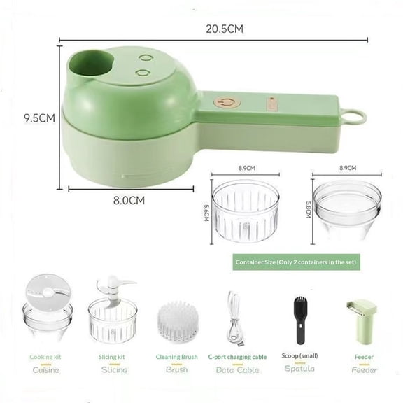 Multi-Functional Portable Electric Vegetable Cutter Set, Wireless Vegetable Processor for Garlic, Peppers, Onions, Celery, Ginger, Meat
