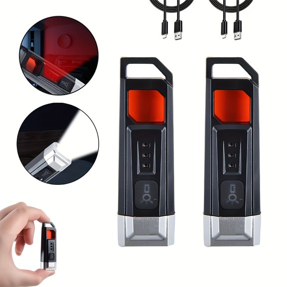 Multi Functional Portable Keychain Flashlight with Hidden Camera Detector, USB Rechargeable Handsfree Emergency Lantern, Hanging Tent Light for Camping Travel Fishing