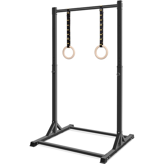 Multi-Functional Power Tower Pullup Station, 8 Adjustable Pull Up Bar Heights, Stable Triangle Support Design for Home Gym, 330LBS Capacity, Black