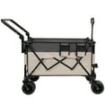 thumbnail image 1 of Multi-Functional Push-Pull Folding Wagon Cart with Rotating Handle & 360° All-Terrain Wheels – Heavy-Duty, Adjustable Design, Large Capacity for Transport, Groceries, and Outdoor Use, Khaki- Gray, 1 of 9