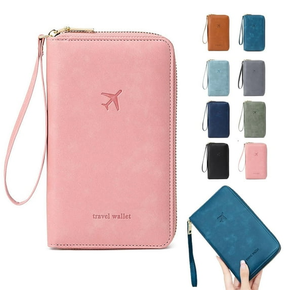 Multi-Functional RFID Passport Wallet, RFID Passport Holder for Wallet, Essential Travel Anti-Theft Wallet Storage Case, Anti-Theft Protective Case (Pink)