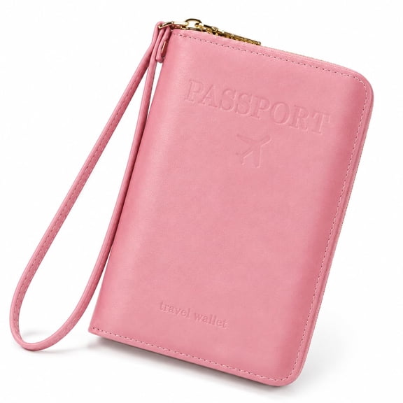 Multi-Functional RFID Passport Wallet, Travel Passport Holder with Phone Pocket, Leather Document Organizer Zipper Case for Credit Cards & Cash