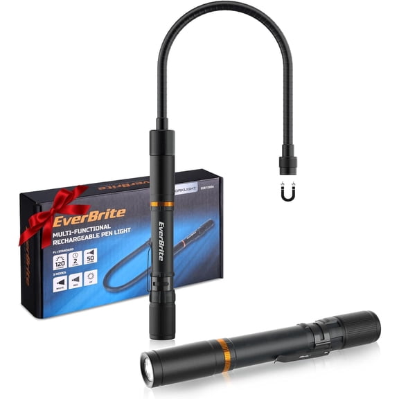 Multi-Functional Rechargeable Work Light, Flexible LED Flashlight with 3 Light Modes (White, Red, UV), Telescoping Magnetic Pickup Tool, Christmas Birthday Gifts for Men, Dad, Husband