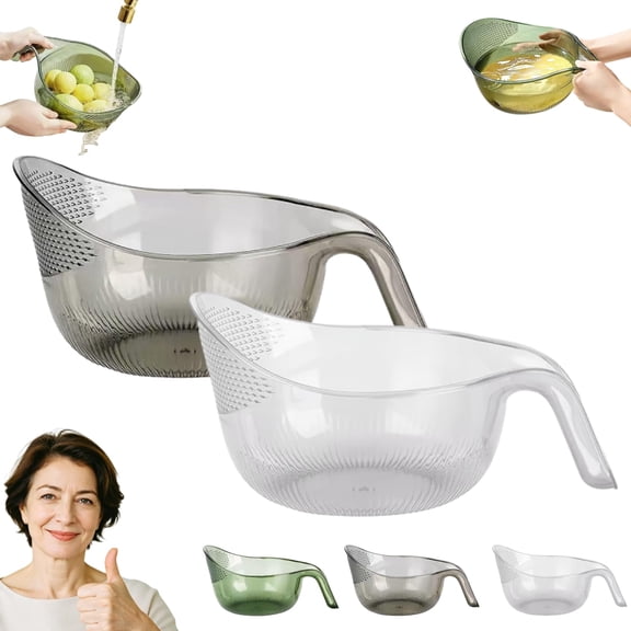 Multi-Functional Rice Strainer with Handle, Aesthetic Multifunctional Rice Strainer with Handle, Quick Drainage Bowl for Washing Rice, Fruits and Vegetables
