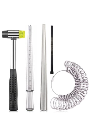 Multi-Functional Ring Sizing and Adjustment Tool Kit with Sizer Stick, 27 Gauges, Hammer, and Mandrel