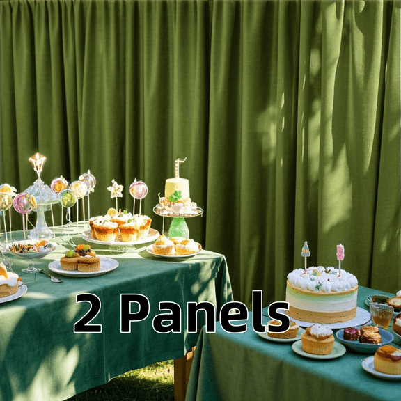 Multi-Functional Rod Pocket Outdoor Velvet Curtains for Birthday, Light Filtering Curtain for Decorative Backdrop, Holiday Events Outside Drape, 52" Wide, 2 Panels