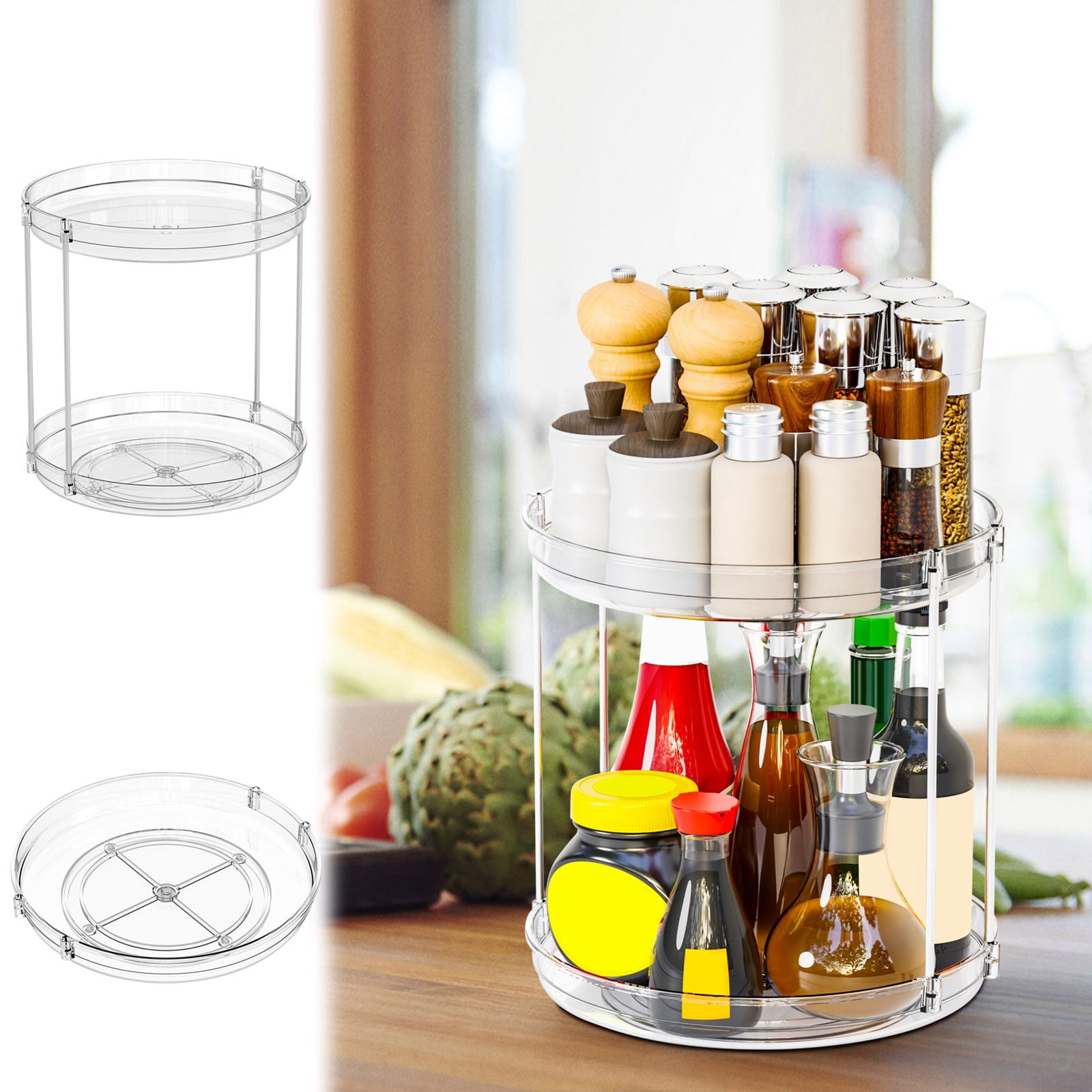 Multi Functional Rotating Rack Seasoning Organizer Turntable Tray – 360 ...