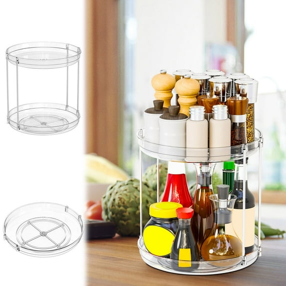 Multi Functional Rotating Rack Seasoning Organizer Turntable Tray – 360° Rotating Spice Storage Rack for Kitchen Counter, Pantry, Condiments, Easy-Clean Design